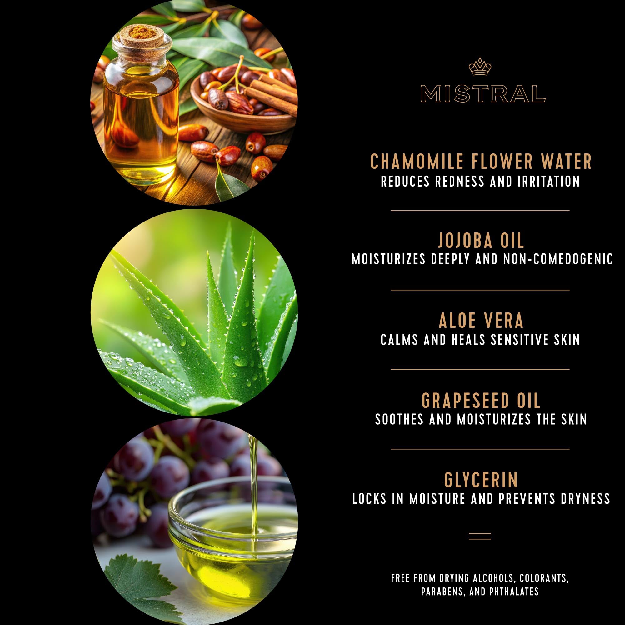 Mistral After Shave Balm, Bourbon Vanilla - 2.7 Fl Oz | Hydrating Aftershave for Men with Aloe & Jojoba Oil | Non-Greasy Post Shave Moisturizer, Soothes Razor Burn, Made in France, Paraben-Free - Image 3