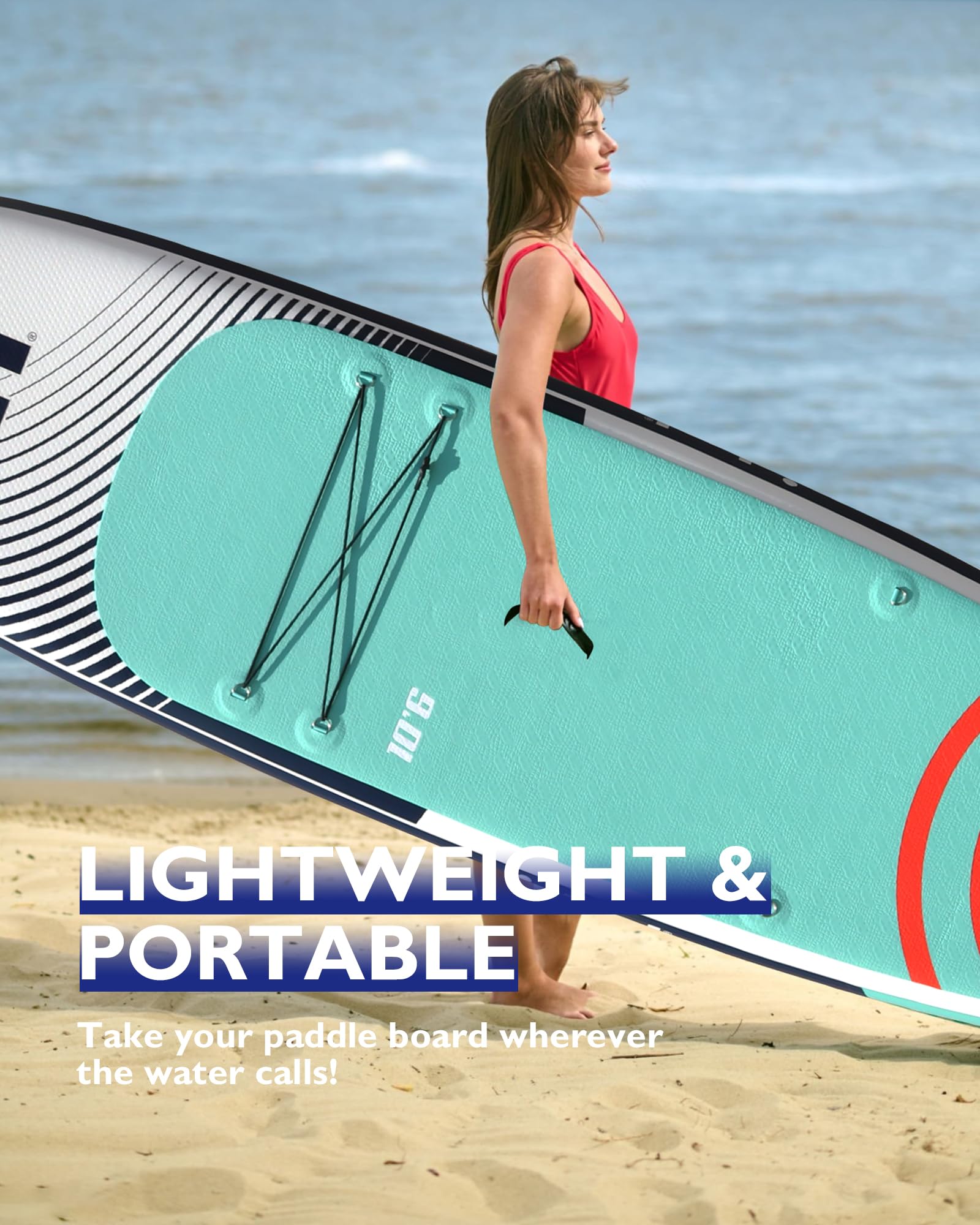 Mistral Inflatable Stand Up Paddle Board, 10'6''x32''x6'' Stable and Lightweight Paddleboard, with Carry Bag, Dual Action Pump, Paddle, Leash, Anti-Slip EVA Deck for Adults & Youth - Image 6