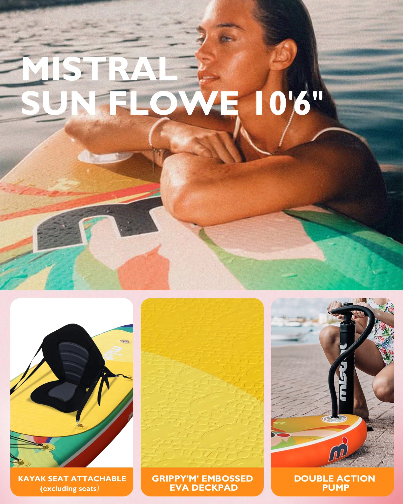 Mistral Inflatable Stand Up Paddle Board, 11'6 x31''x6'' Paddle Boards with SUP Accessories, SUP Paddle Board for Family, Touring, Kayaking, Yoga, Pets, Stable and Lightweight Isup for Adult & Youth - Image 3