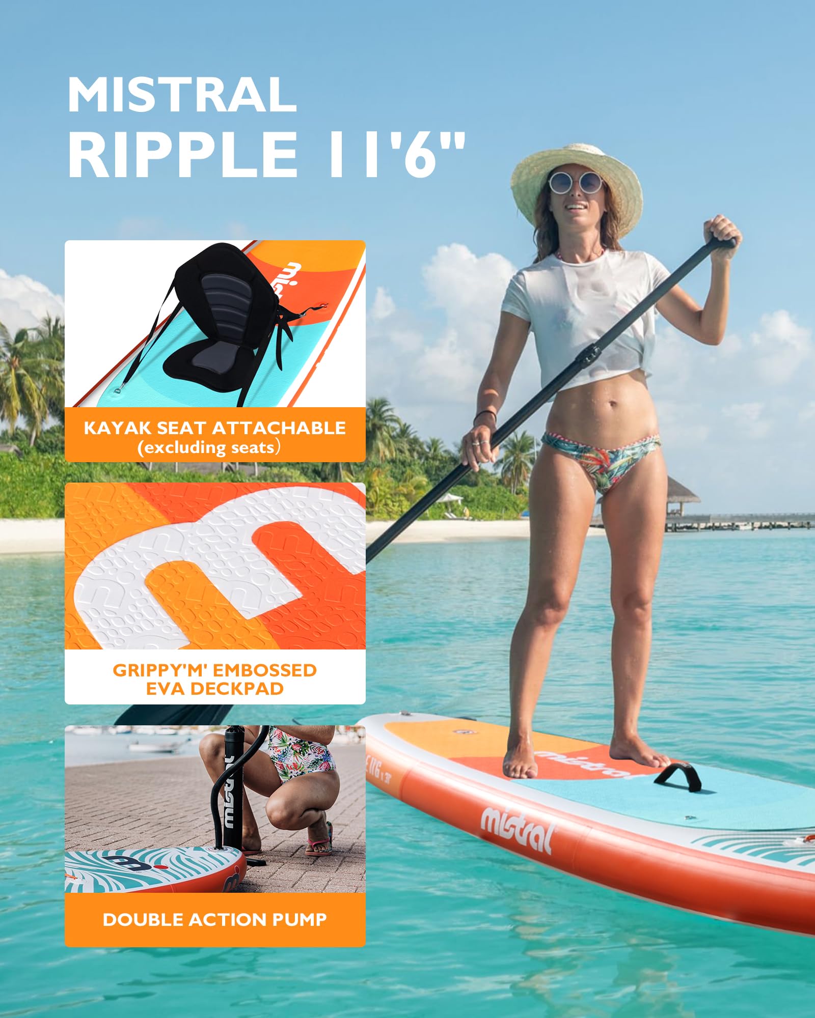 Mistral Inflatable Stand Up Paddle Board with Premium SUP Accessories, 11'6" x31''x6'' Inflatable Paddle Boards, Wide Stable Design, Non-Slip Comfort Deck for Youth & Adults of All Skill Levels - Image 4