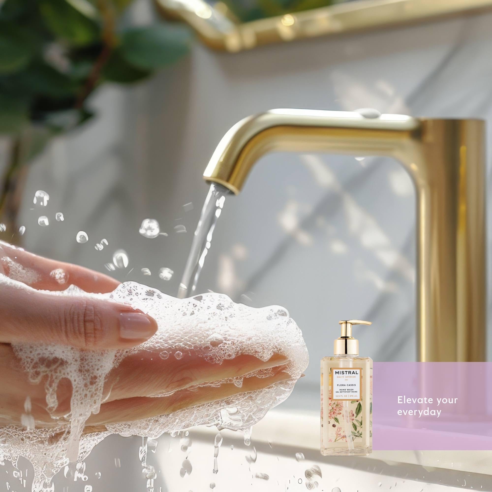 Mistral Luxe Hand Wash - Flora Cassis, 12.5 fl oz | Organic Aloe & Chamomile | Moisturizing Liquid Hand Soap with Sweet Almond Oil | Modern Floral Scent Handsoap, Skin-Friendly, Ideal for Everyday Use - Image 5