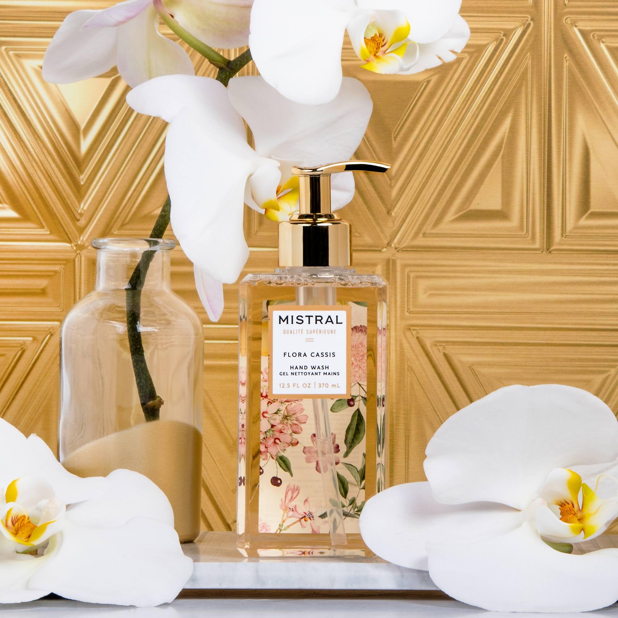 Mistral Luxe Hand Wash - Flora Cassis, 12.5 fl oz | Organic Aloe & Chamomile | Moisturizing Liquid Hand Soap with Sweet Almond Oil | Modern Floral Scent Handsoap, Skin-Friendly, Ideal for Everyday Use - Image 6