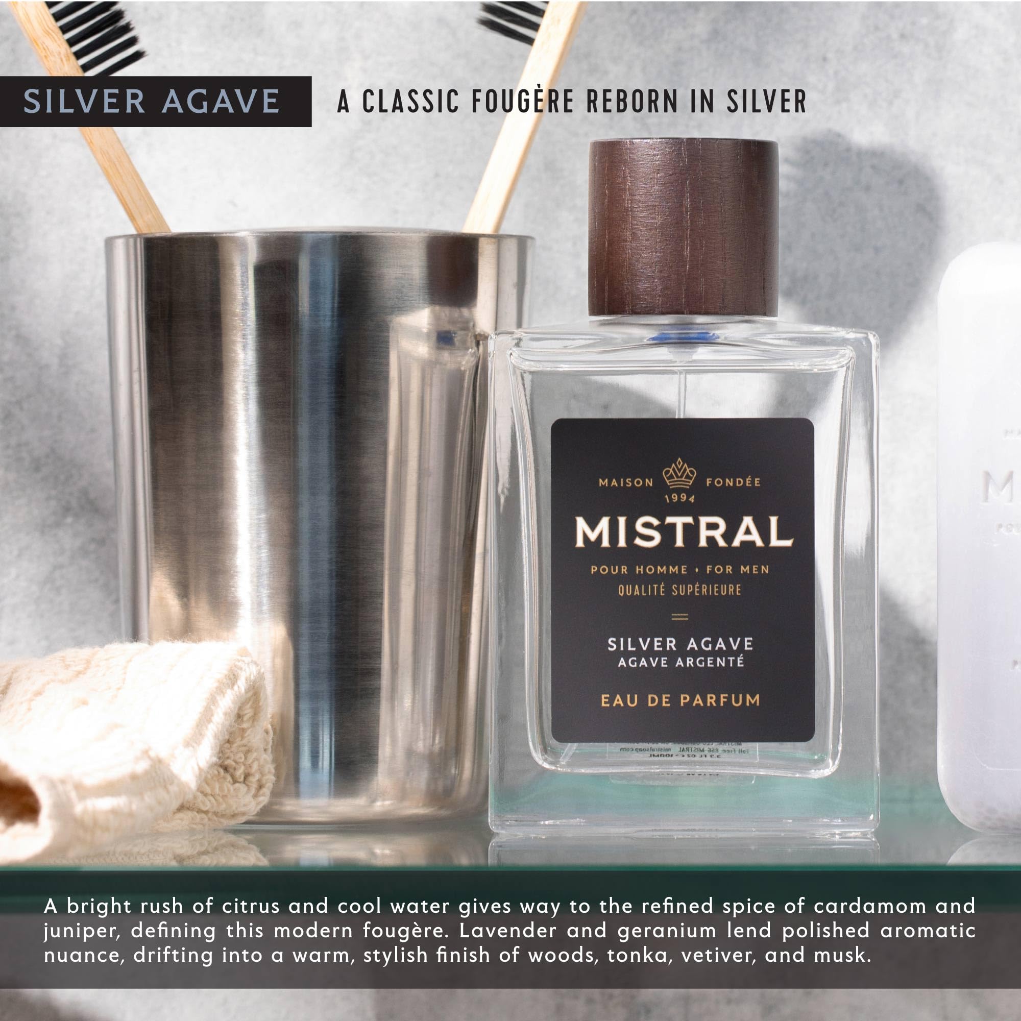 Mistral Men’s Cologne – Silver Agave Eau de Parfum | Multiple Masculine Fragrances to Select From | Cruelty-Free & Long-Lasting Perfume for Men | Made in France - 3.4 Oz - Image 3