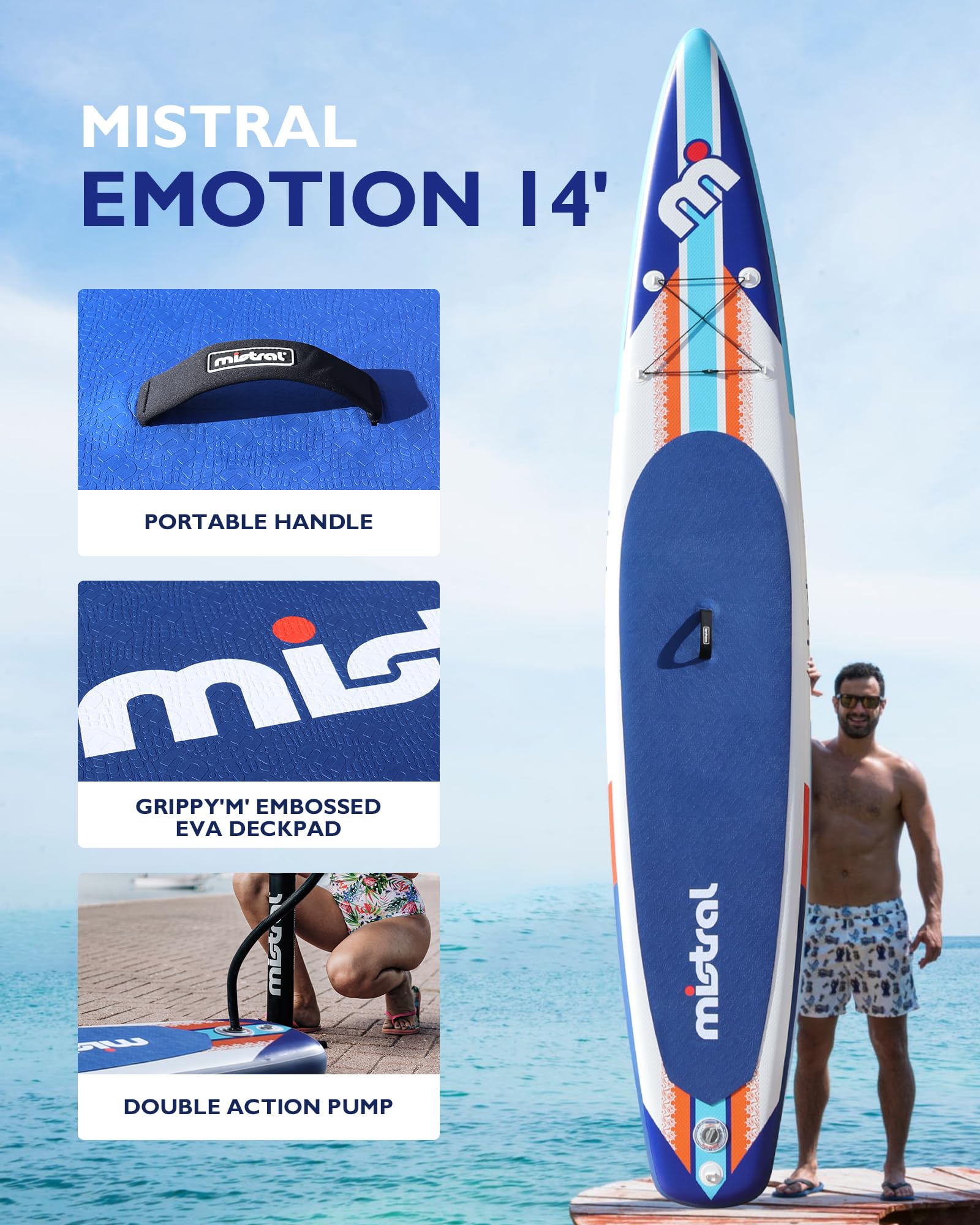 Mistral Stand Up Inflatable Paddle Board Racing & Touring Board 13'2"/ 14' Race Board, Backpack with Wheels, Durable ISUP for Youth & Adult, w/Premium SUP Accessories - Image 4